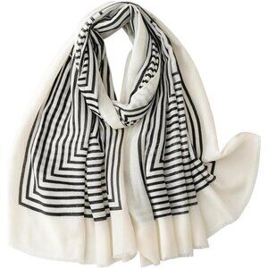 Boho Scarf Lightweight Pashmina Shawl Wrap Oversized Multicolor Fringe Beads